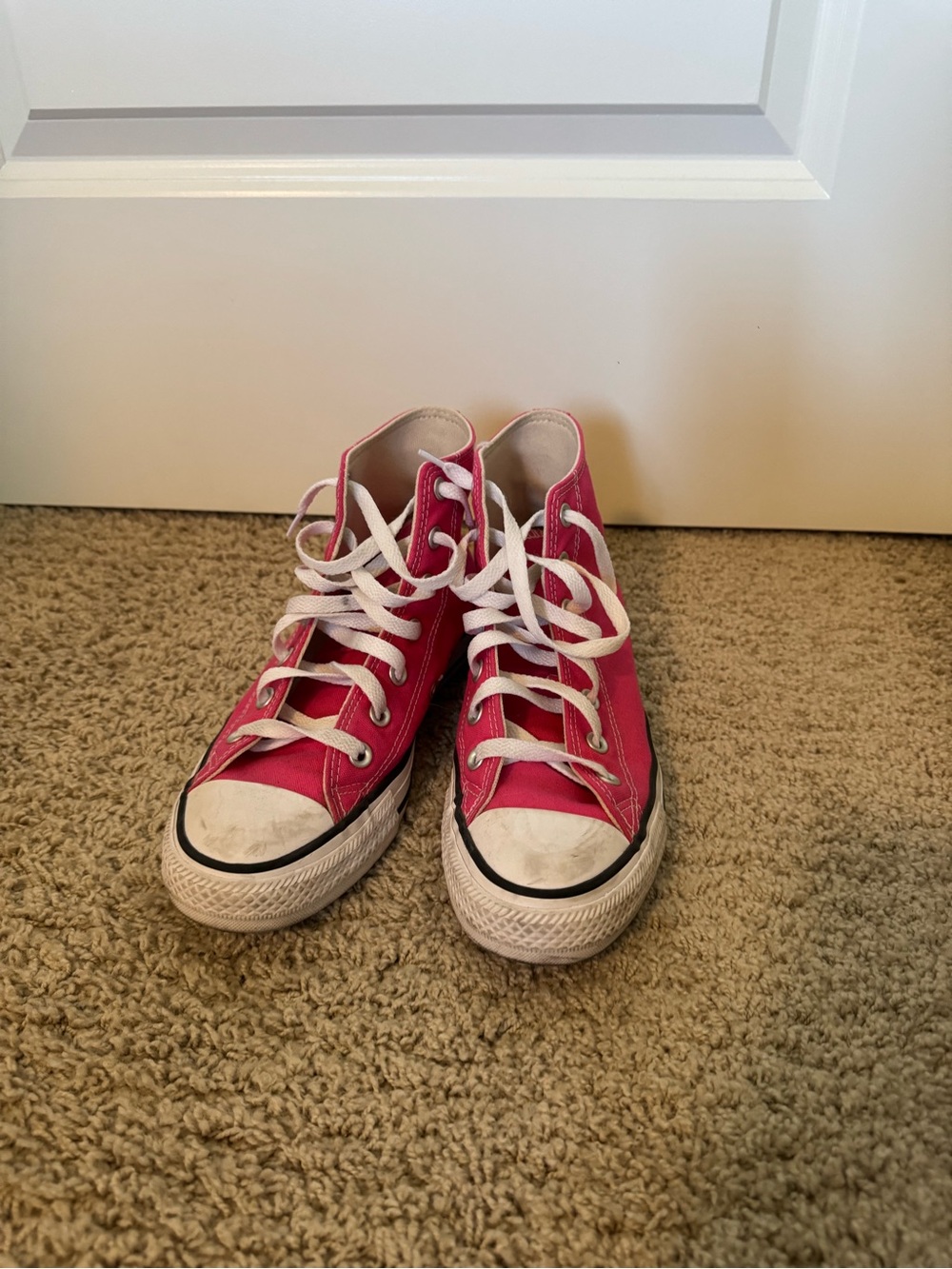 Hot Pink High-Top Converse Chucks with White Laces